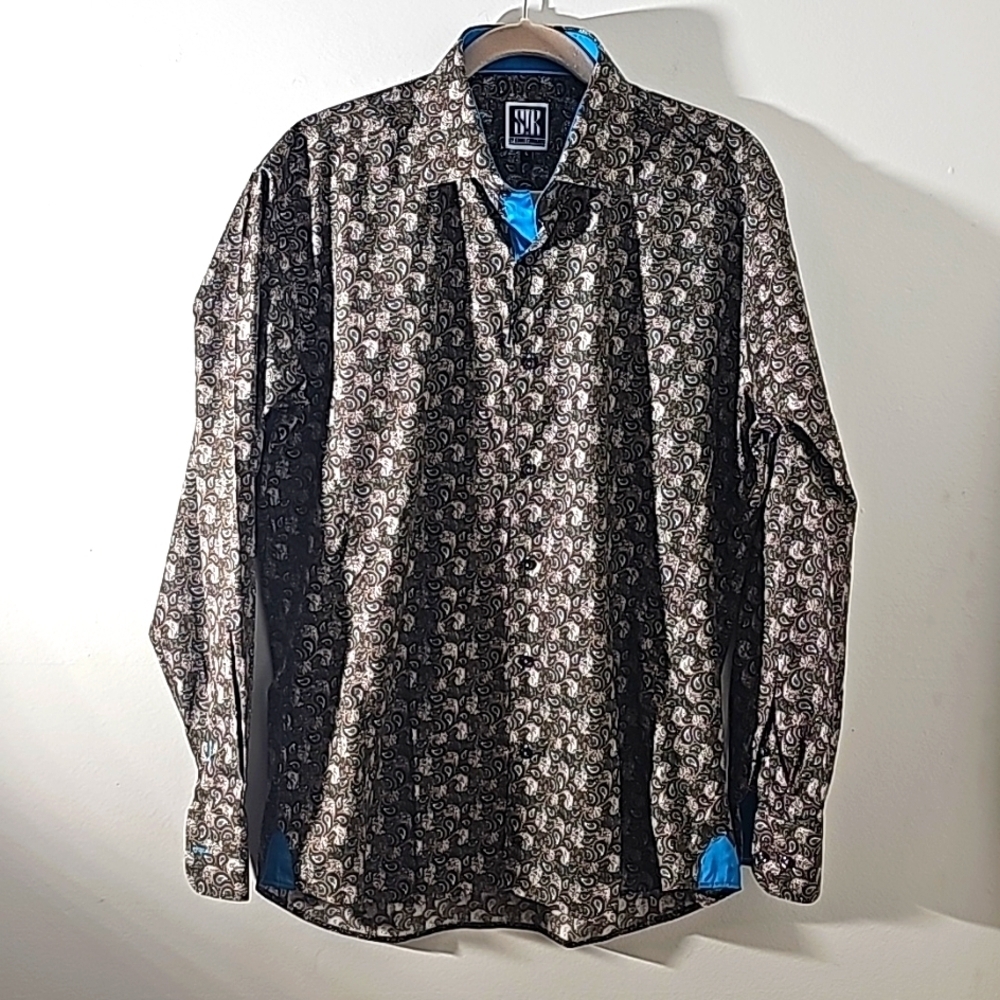 SIR,by Eddie Edward's mens‎ Paisley shirt size large.  Contrast cuffs and colar.